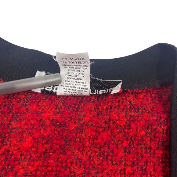 Cathy Daniels Womens Vintage Red Holiday Knit 2 Piece Cardigan Set Plus Sz 2X - Picture 8 of 13